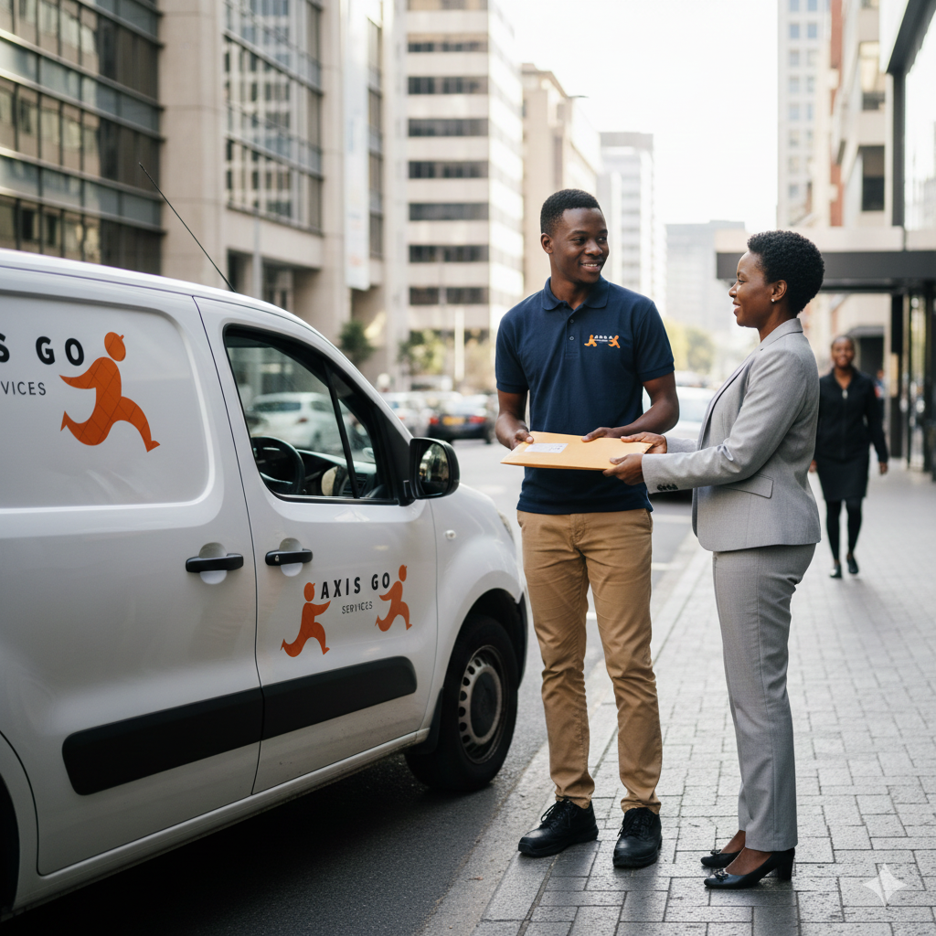 Professional courier with documents